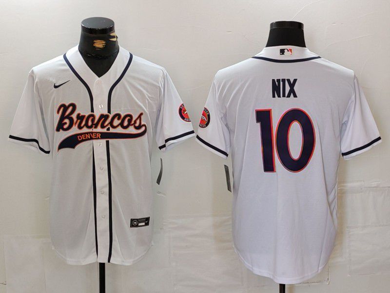 Men Denver Broncos #10 Nix White Joint Name 2024 Nike Limited NFL Jersey style 1